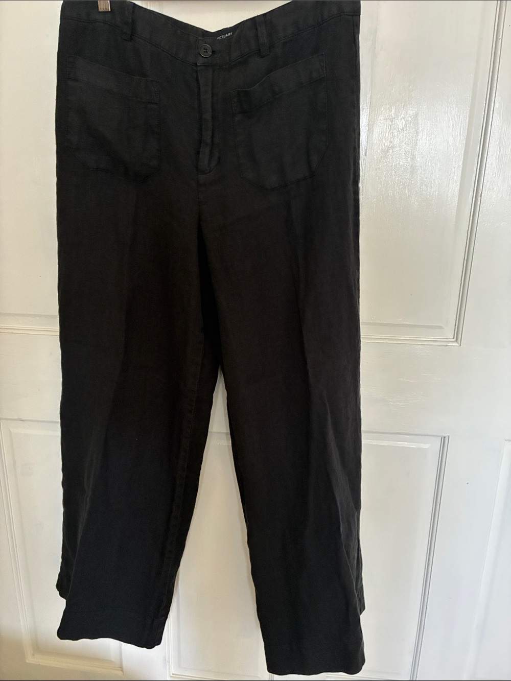 Sanctuary Black Wide-Leg Women's linen Pants with square front pockets